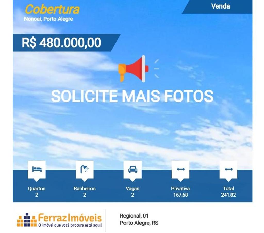 Apartamentos a venda Porto Alegre RS Porto Alegre Sul - Fotos para COBERTURA VISTA INCRÍVEL - NONOAI ZONA SUL
