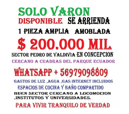 Piezas en Arriendo Concepción Concepción - Fotos de SE ARRIENDA PIEZA AMPLIA SOLO PARA VARON RESPONSABLE