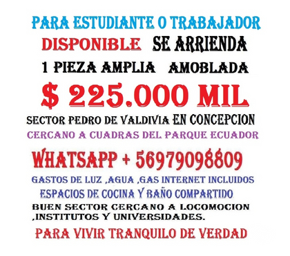 Piezas en Arriendo Concepción Concepción - Fotos de SE ARRIENDA PIEZA AMPLIA SOLO PARA VARON RESPONSABLE