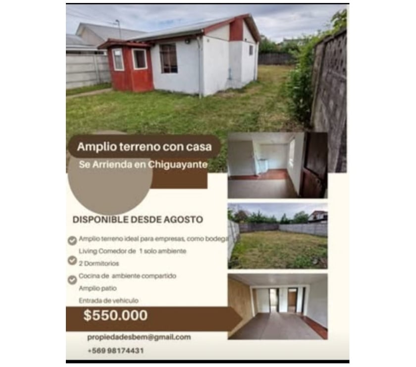  Casas y departamentos en arriendo Chiguayante Concepción - Fotos de Se arrienda Terreno con casa