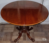 Mesa Arrimo redonda plegable estilo Regencia hecha de Encina