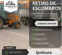 Retiro de escombros,construcción,venta de áridos.QUILICURA
