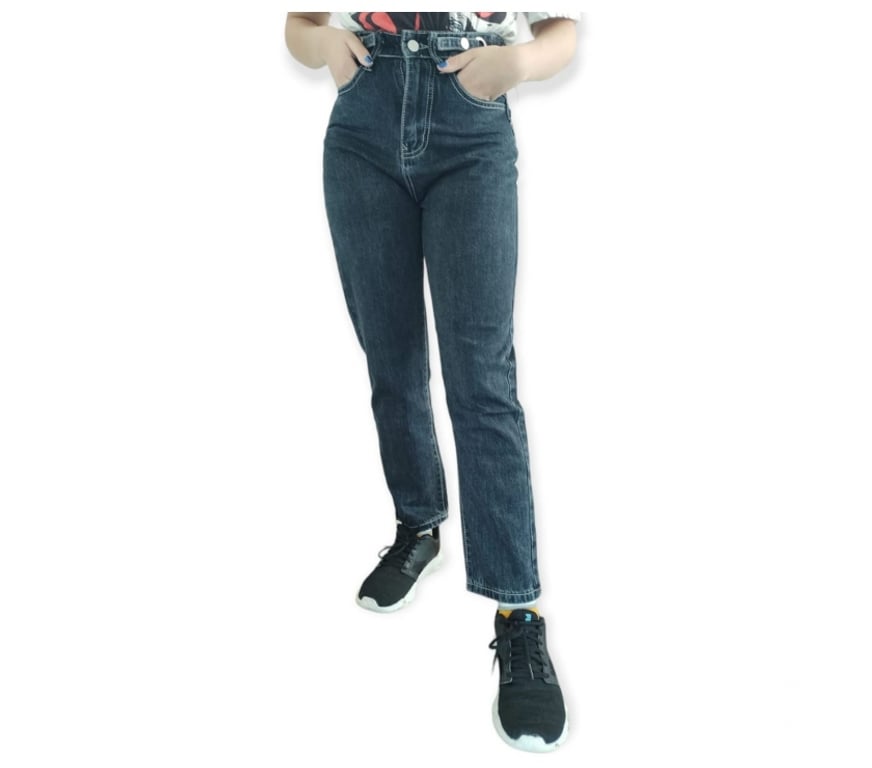Ropa - Accesorios Santiago Ñuñoa - Fotos de Jeans Niñas Tiro Alto Azul Oscuro Trabas Cintura Talla Xs