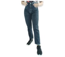Jeans Niñas Tiro Alto Azul Oscuro Trabas Cintura Talla Xs