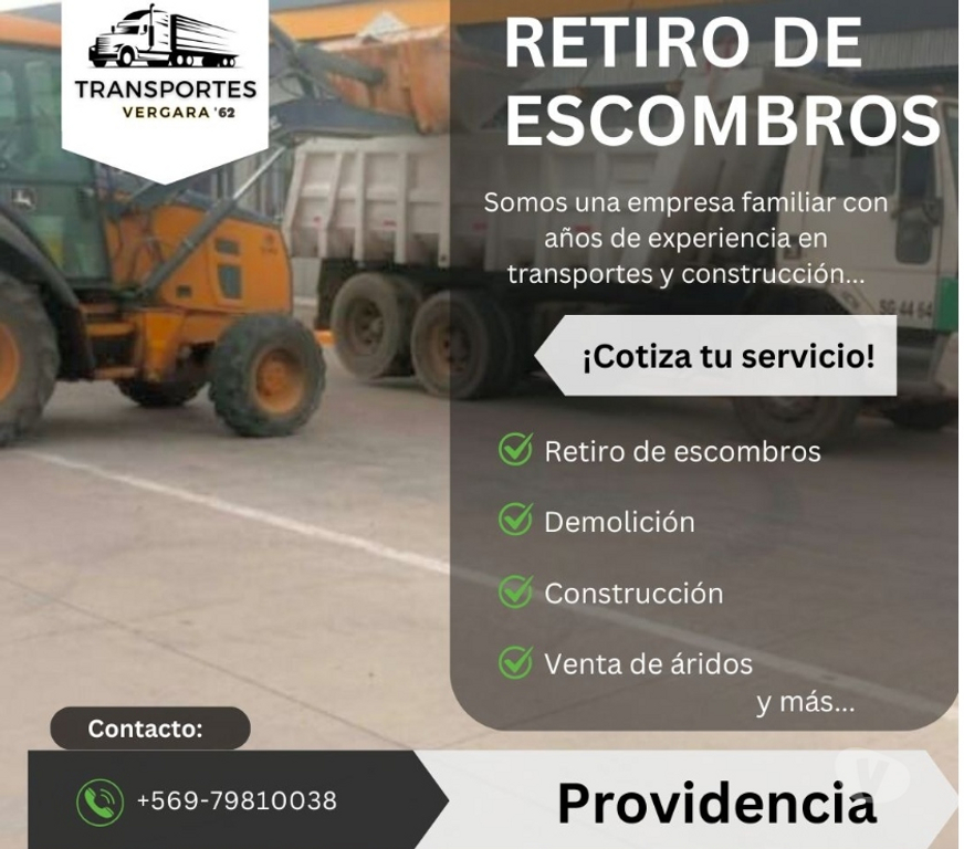 Fletes y Mudanzas - Transportes Santiago Providencia - Fotos de Retiro de escombros, construcción, demolición PROVIDENCIA