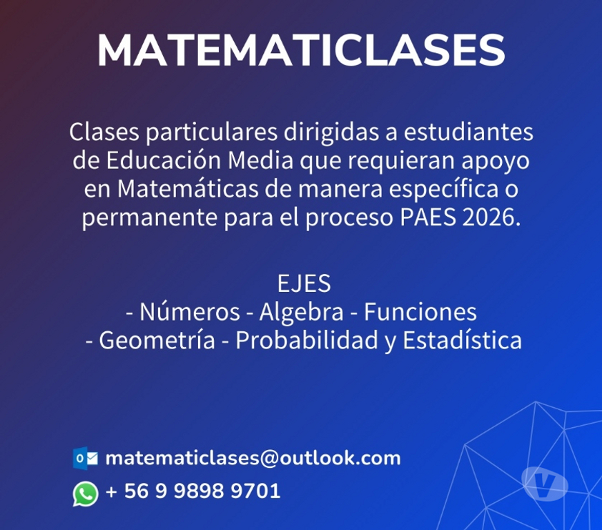 Clases Particulares de Apoyo Santiago Santiago - Fotos de Reforzamiento Matematicas - PAES 2026 - M1 y M2