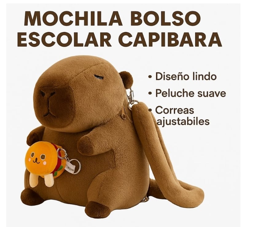 Mochila Peluche Felpa Kawaii Capibara